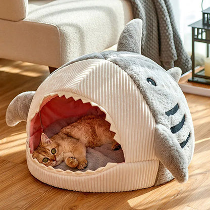 SHARK™ | Nid douillet coussin englobant en forme de requin pour chat